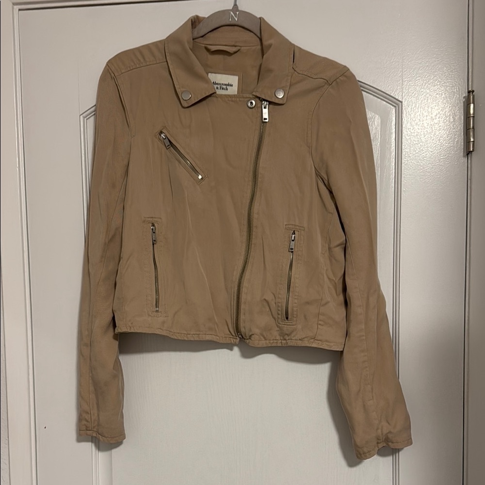 Abercrombie & Fitch Tan Leather Moto Jacket